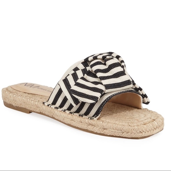 NM Eleora Striped Bow Espadrilles Slides NWOT - Picture 2 of 3